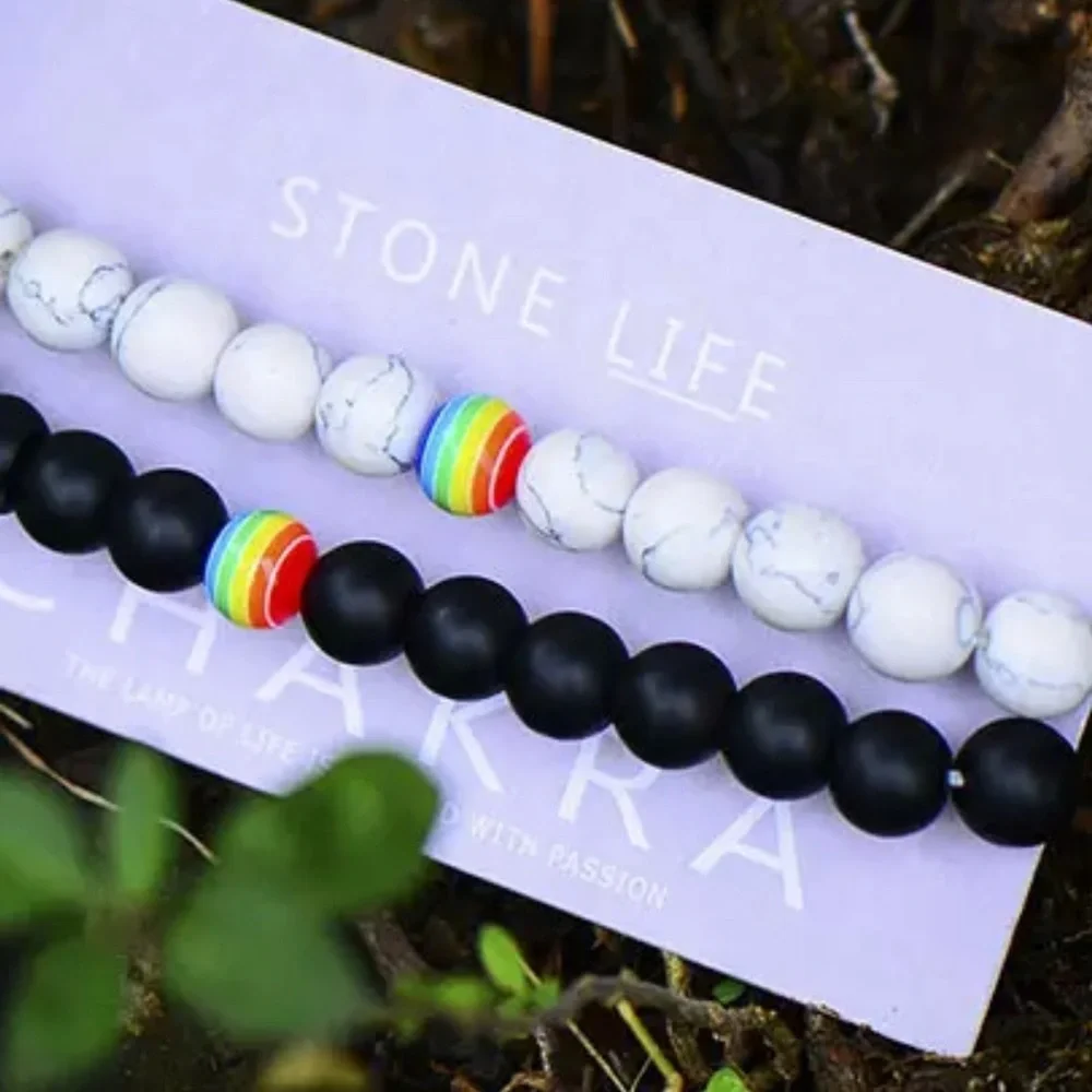 Natural Stone Chakra Rainbow Bead Bracelets for Men Women Strand Bracelet